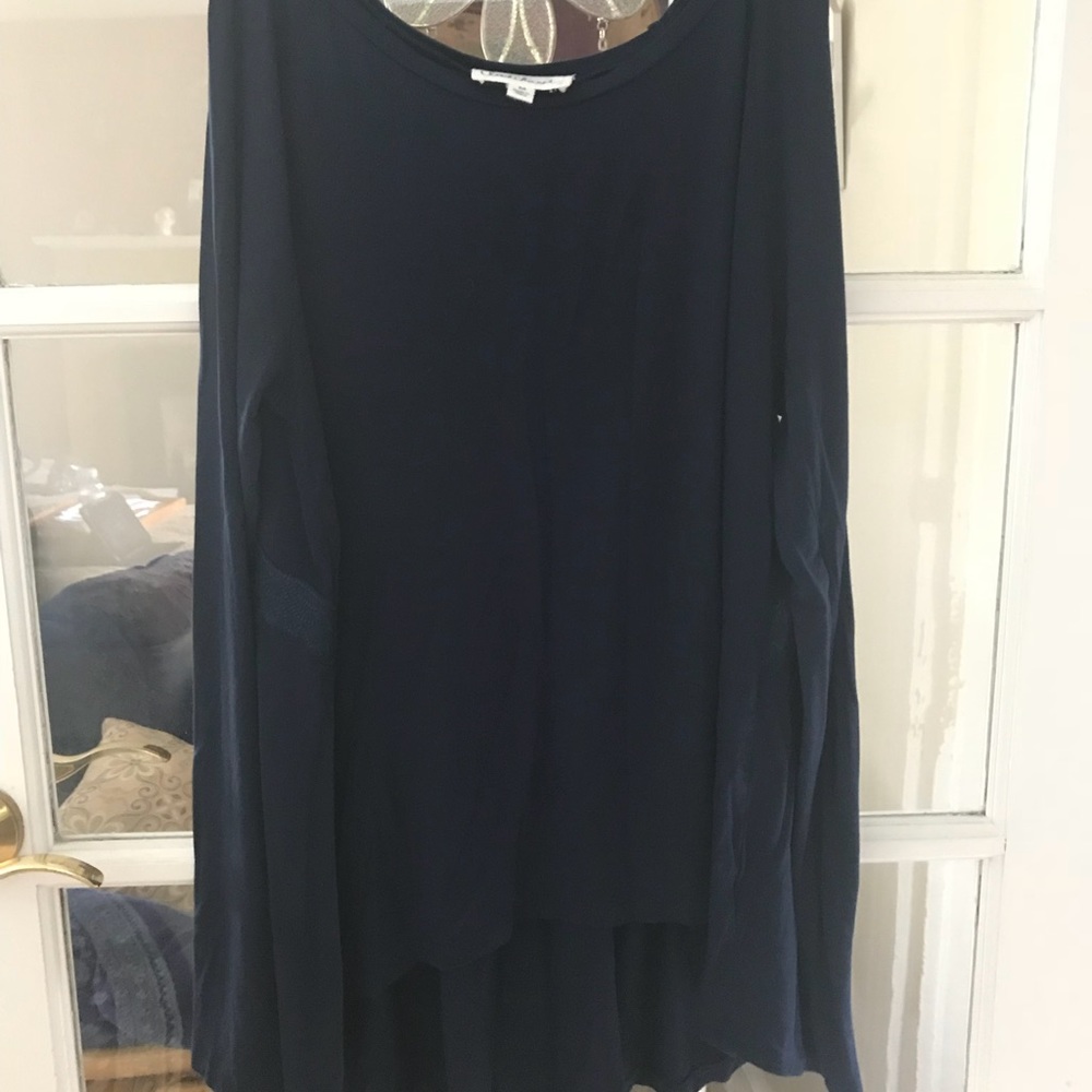 Navy blue hi low blouse